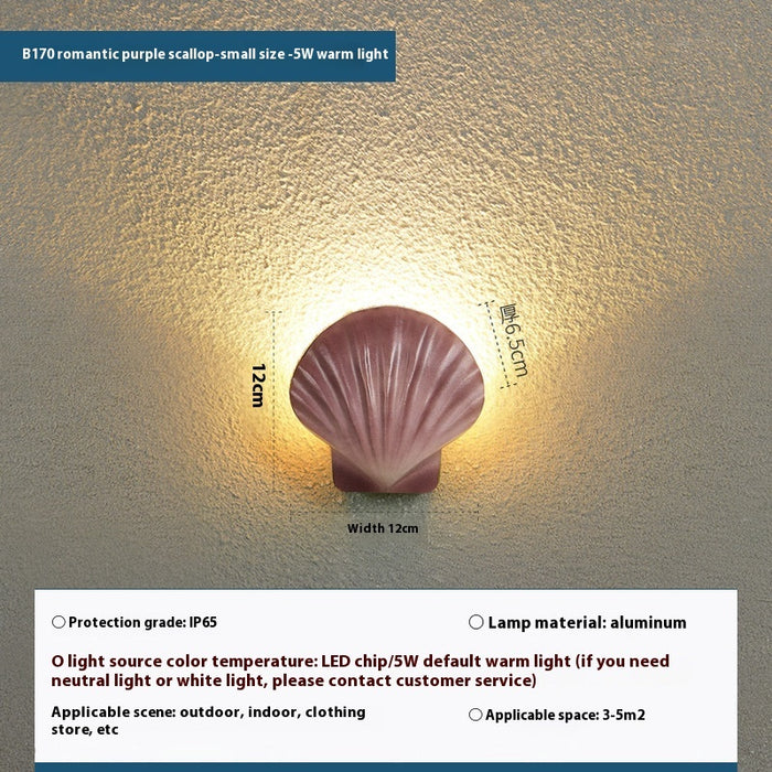 Lampe murale LED extérieure étanche en forme de coquillage, lampe de jardin créative