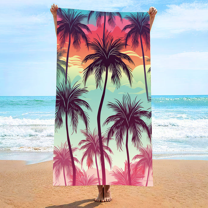 Serviette de plage double face en velours et brocart de polyester, absorbante, à séchage rapide et douce pour la peau.