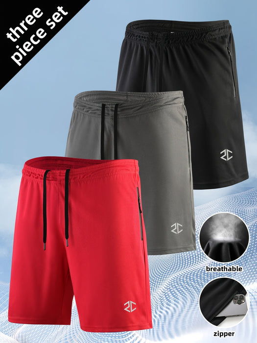 Short homme tendance et décontracté, séchage rapide, idéal pour l'entraînement en extérieur, fermeture éclair à cinq points, poches.