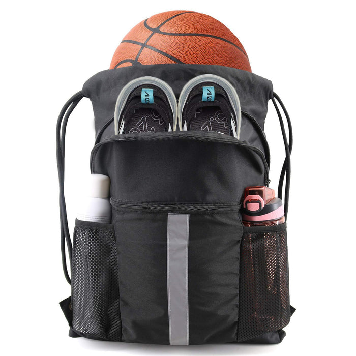 Basketball Football Drawstring Backpack Belt Shoe Compartment