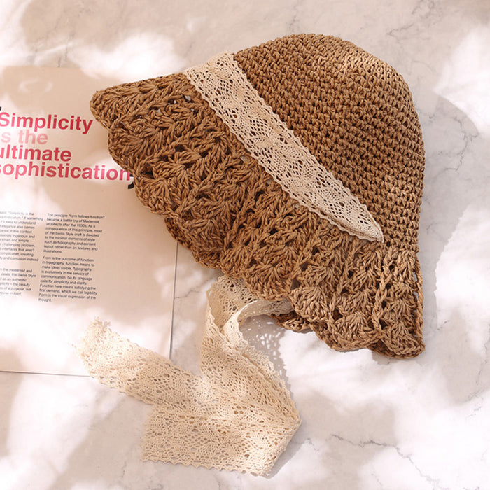 Women's Beach Big Brim Hollow Sun-proof Straw Hat