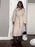 Retro Solid Stand Collar Long Tweed Coat Women