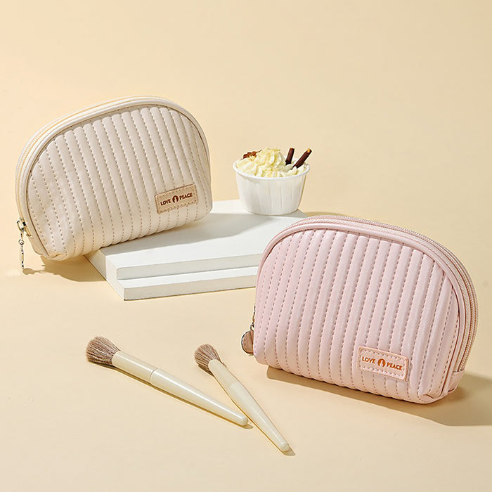 Trousse de toilette ronde, trousse de toilette de voyage mignonne pour femme, sac de toilette imperméable en cuir PU, grande capacité, toucher agréable, trousse de toilette portable