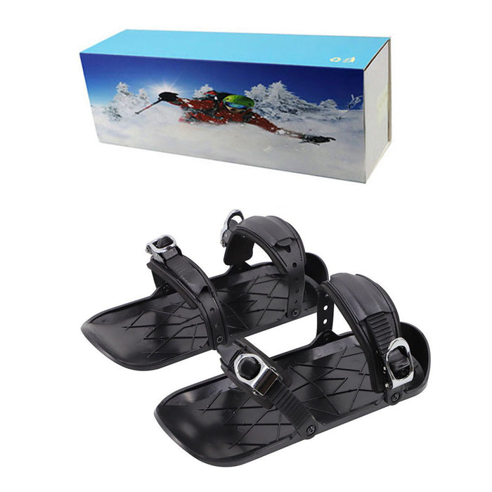 Mini patines de esquí portátiles, patines cortos ajustables para nieve