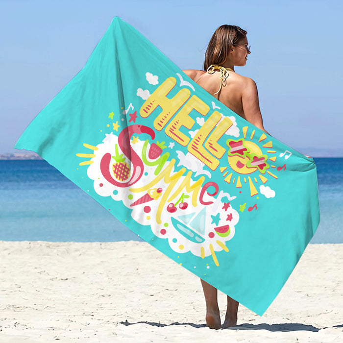 Châle de plage d'été en microfibre imprimée à séchage rapide, protection solaire, serviette de bain double face en velours