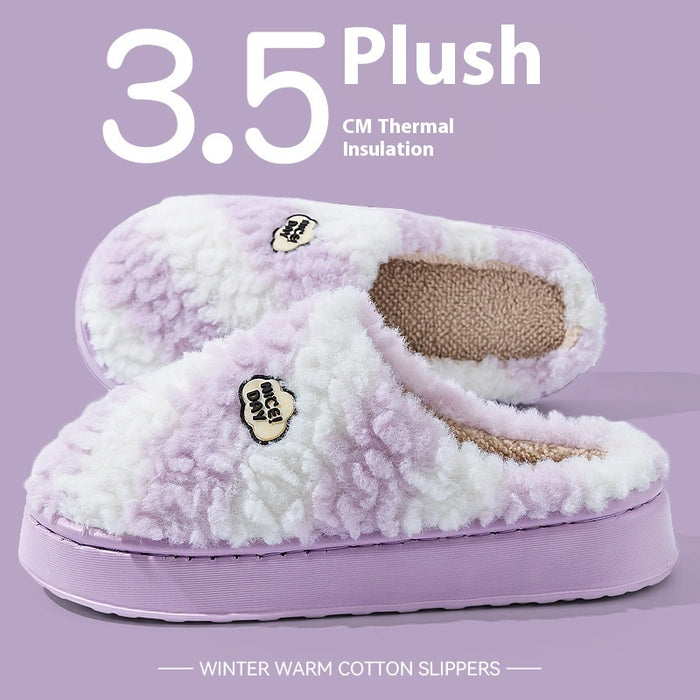 Women's Warm Non-slip Mute Velvet Cotton Slippers