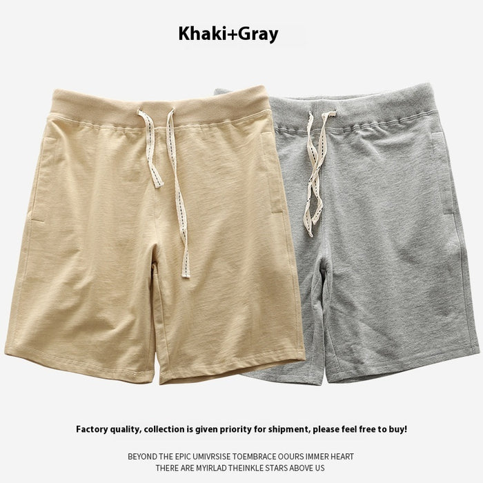 Loose Outer Wear Khaki Solid Color Casual Men's Shorts
