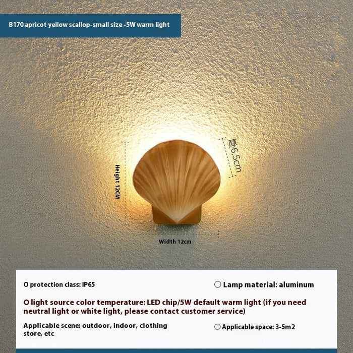 Lampe murale LED extérieure étanche en forme de coquillage, lampe de jardin créative