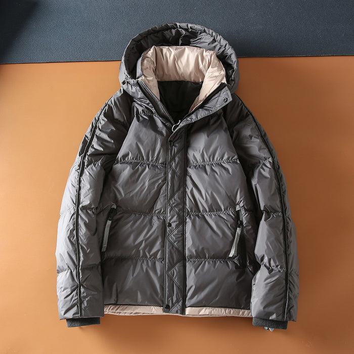 Veste chaude imperméable à capuche pour homme, en duvet de canard blanc, style décontracté et d'extérieur