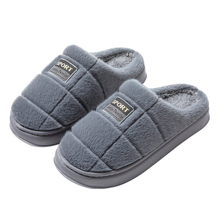 Pantuflas de algodón a cuadros para hombre, cálidas, de invierno, para casa, de suela gruesa, antideslizantes, para dormitorio, para parejas