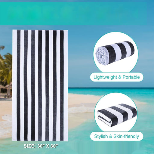 Serviette de plage en coton rayé à séchage rapide et ultra-absorbante