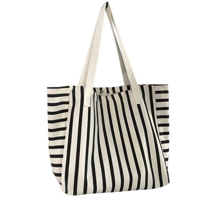 Sac en toile rayé pour femmes, sac à bandoulière grande capacité, pour étudiantes