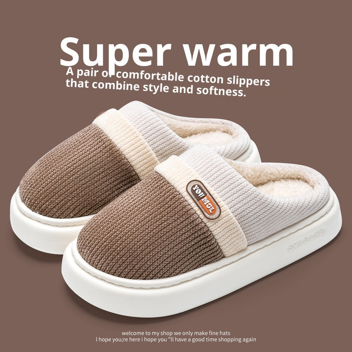 Cotton Slippers Women's Warm Color Matching Slippers