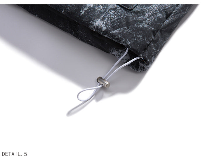 Veste en coton pour homme, imprimé montagne enneigée, grande poche, col montant