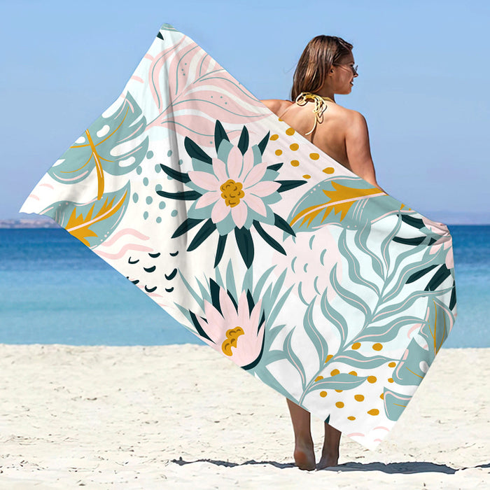 Châle de plage d'été en microfibre imprimée à séchage rapide, protection solaire, serviette de bain double face en velours