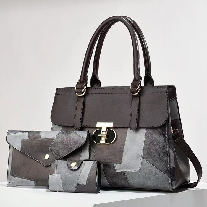 Fashionable New Contrast-color Patchwork Mother-and-child Bag