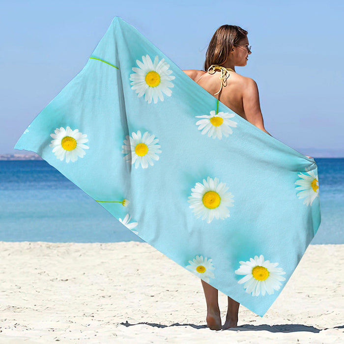 Châle de plage d'été en microfibre imprimée à séchage rapide, protection solaire, serviette de bain double face en velours