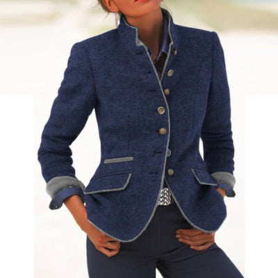 Veste en laine pour femme à plusieurs boutons et coloris assortis