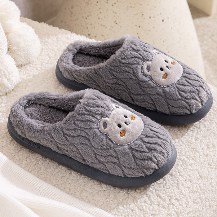 Couple Cotton Slippers Indoor Thickening Warm Plush Cotton Shoes