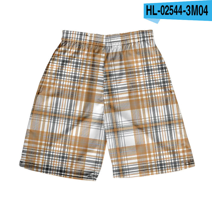 Men's Plaid Shorts Casual Beach Pants
