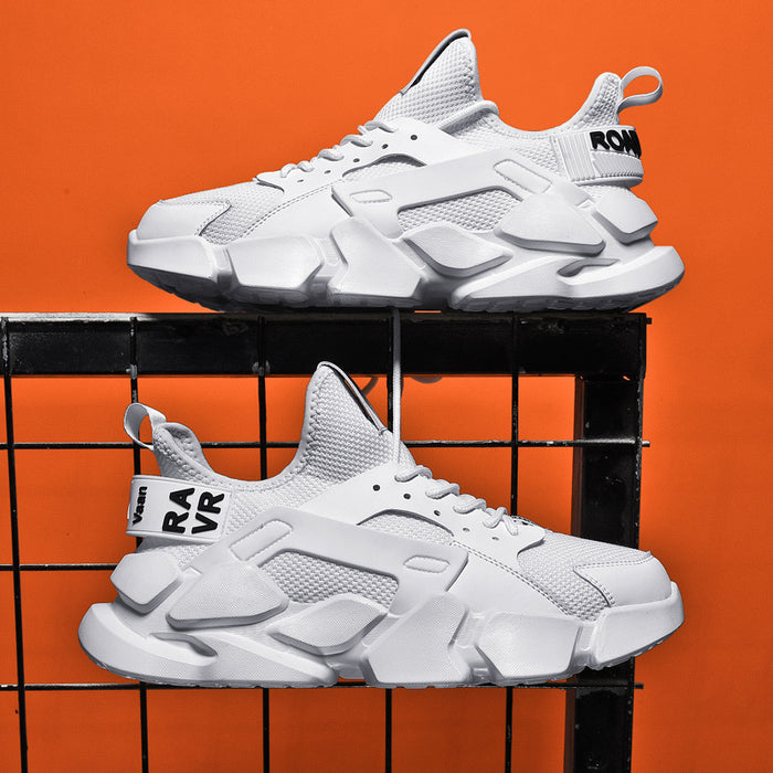 Zapatillas deportivas para correr, blancas, de verano, transpirables, para hombre