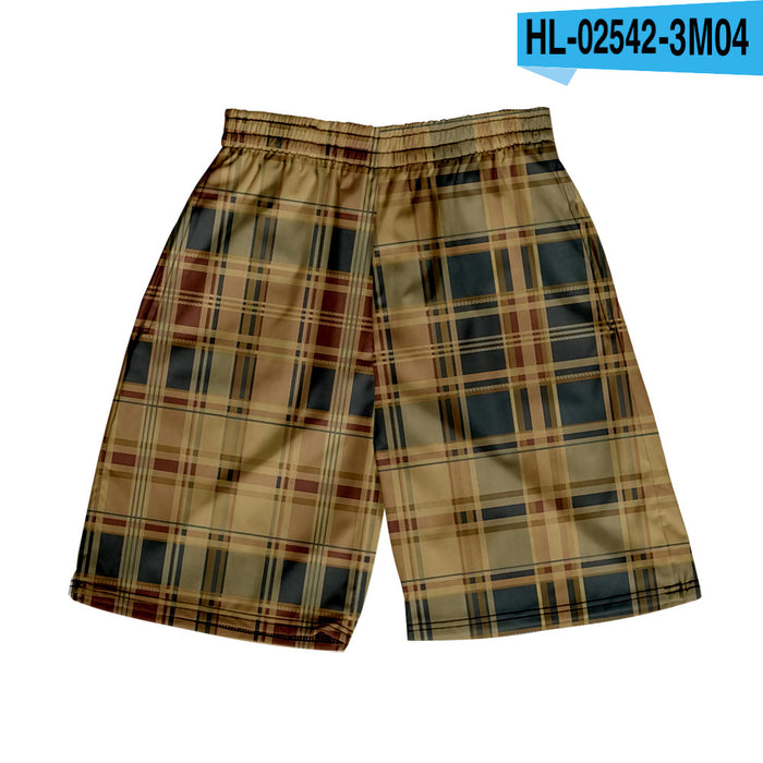 Men's Plaid Shorts Casual Beach Pants