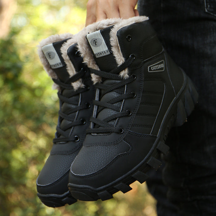 910 Lace-up Anti-slip Couple Snow Boots Winter