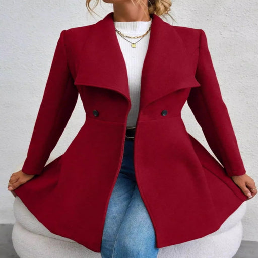 Manteau long en laine coupe slim pour femme avec revers mode