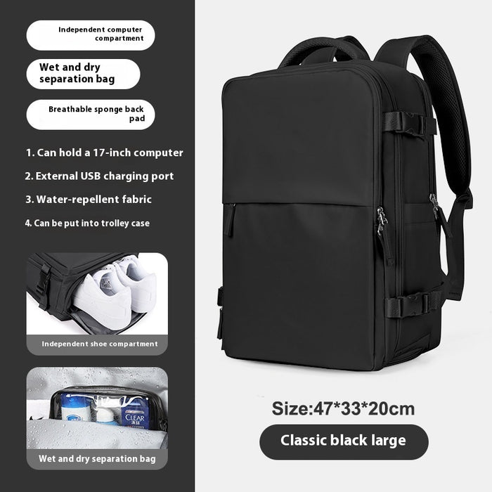 Backpack Women's Large Capacity Travel Men's Business Trip Can Be Expanded