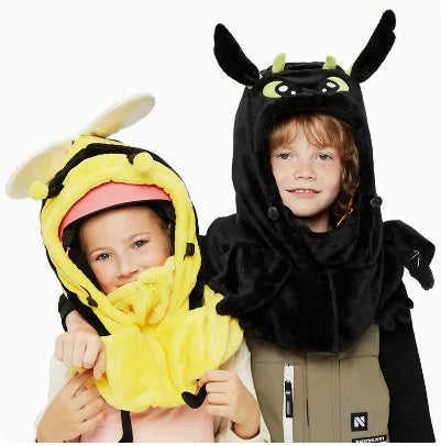 Ensemble casque de snowboard, bonnet et masque de ski décoratifs de dessin animé