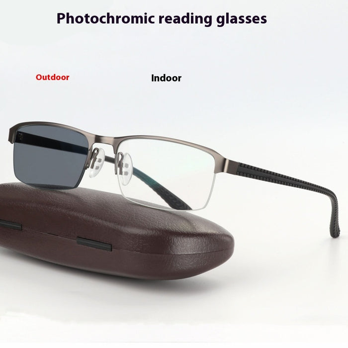 Alloy Frame Sun Transition Photochromic Reading Glasses
