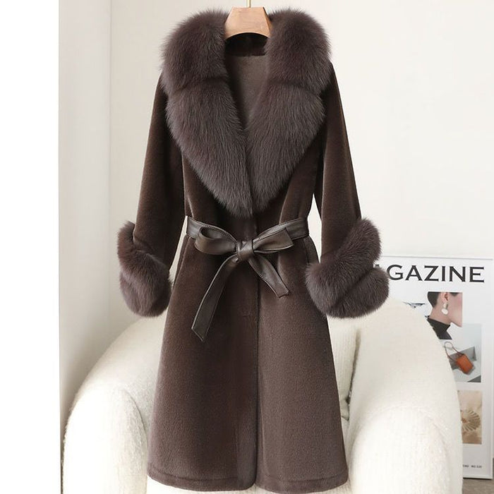 Thickened Faux Mink Coat With Large Fur Collar For Women