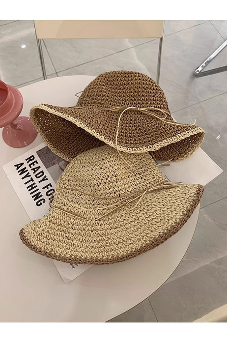 Brim Sun-proof Sun Protection Beach Trip All-matching Sun-proof Dome Straw Hollow Breathable Straw Hat