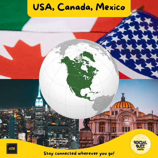 Plan de datos de Internet eSIM para América del Norte (3 áreas)
