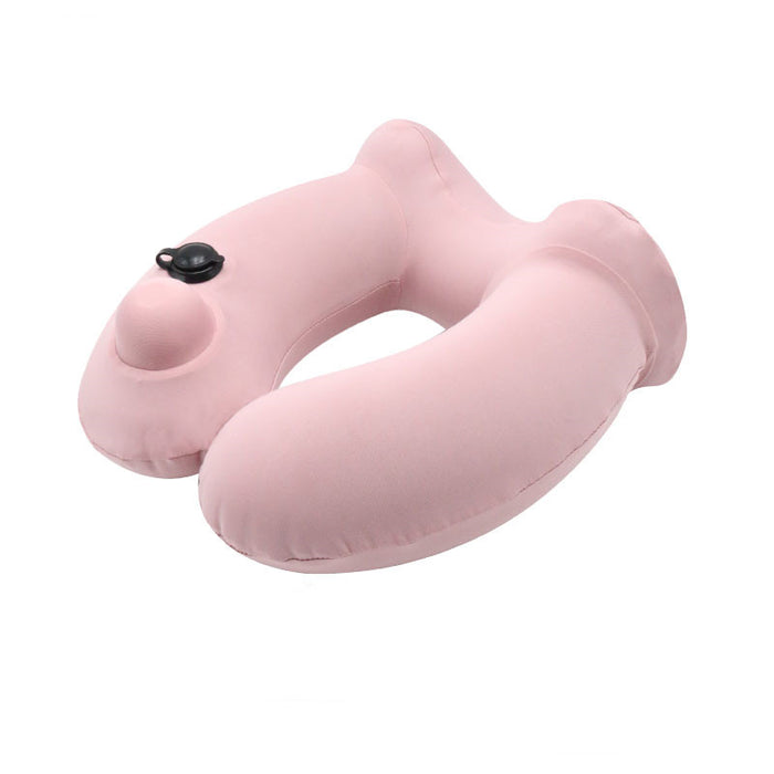 Almohada inflable portátil con capucha en forma de U para viajes para hombres y mujeres