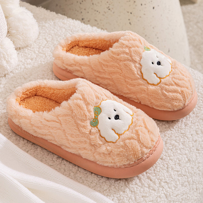 Couple Cotton Slippers Indoor Thickening Warm Plush Cotton Shoes