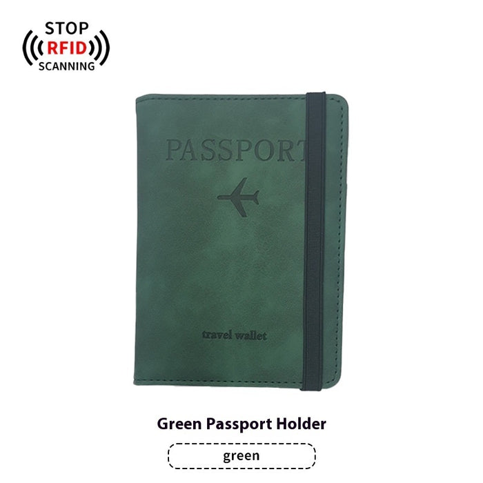 Ensemble porte-passeport en cuir PU anti-magnétique et étiquette à bagages