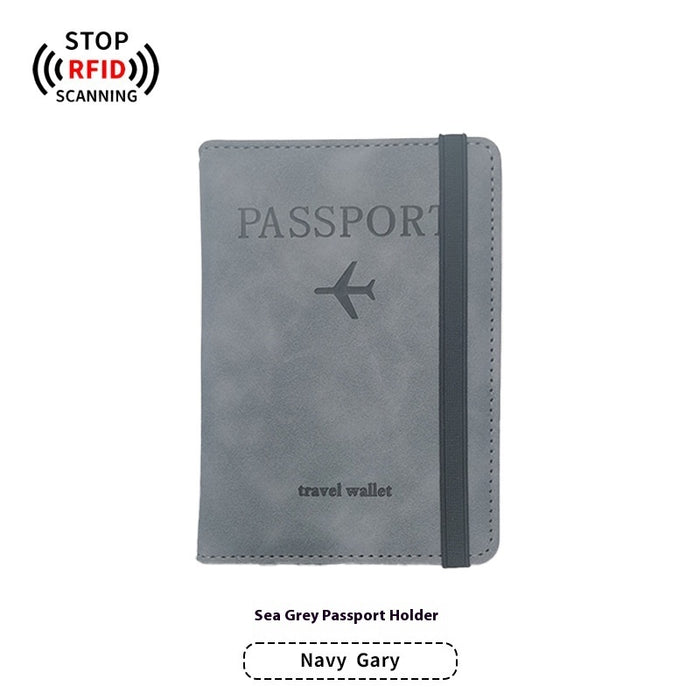 Ensemble porte-passeport en cuir PU anti-magnétique et étiquette à bagages