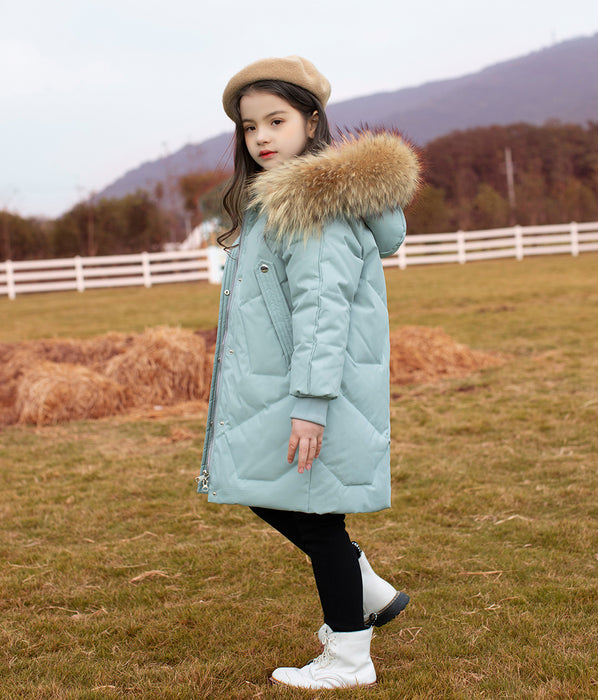 Children's Down Jacket Mid-length Western Style Fashionable Winter Clothes Coat