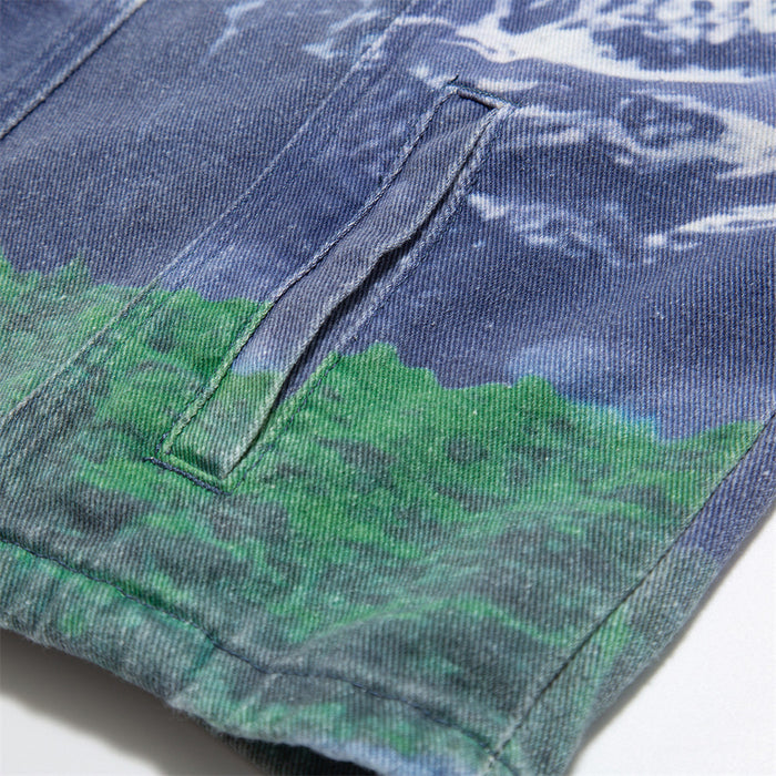 Men's Loose Casual Full Print Landscape Snow Mountain Pattern Jacket