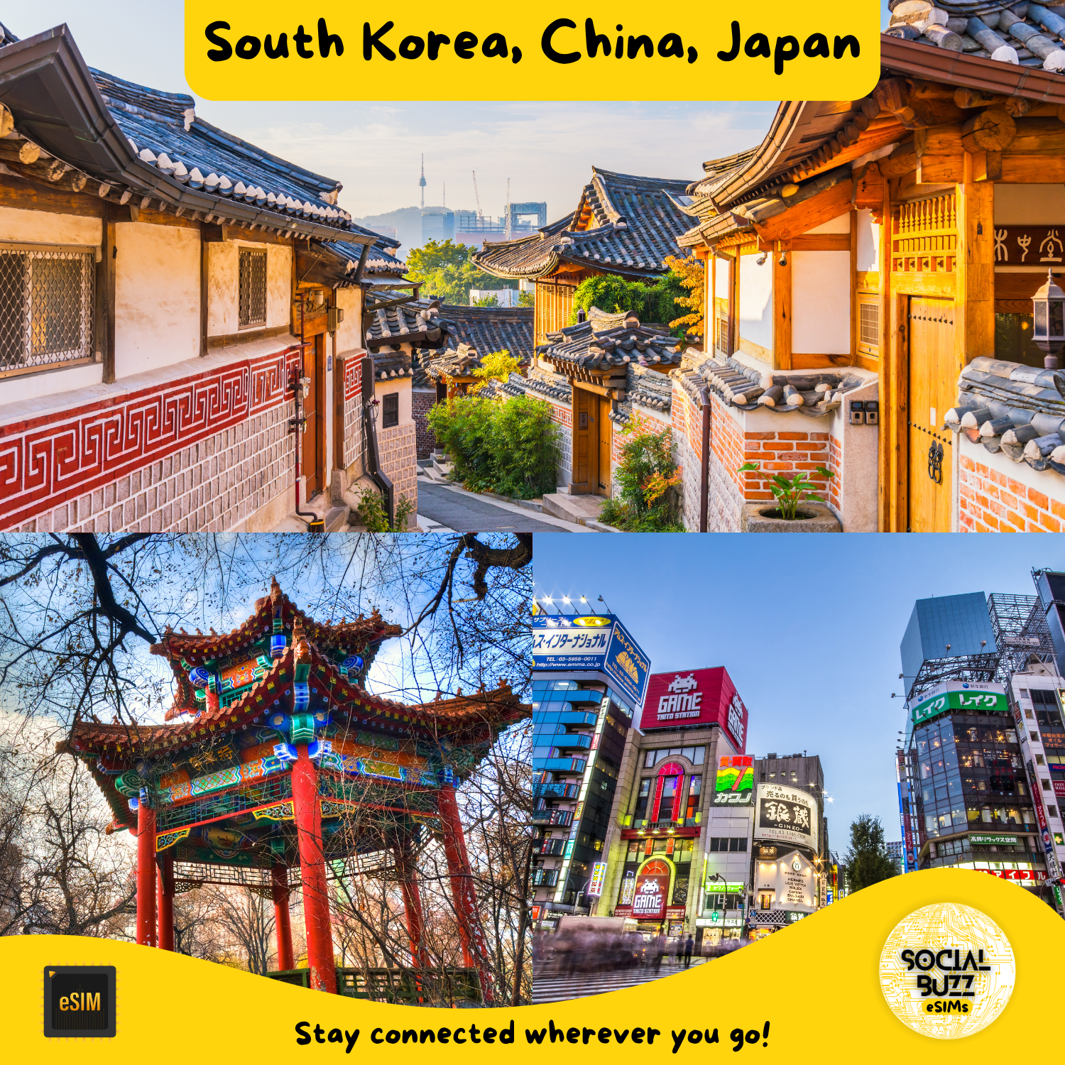South Korea China Japan eSIM Internet Data Plan