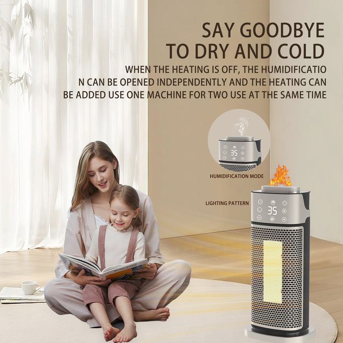 Desktop Warm Air Blower 3D Flame Humidifying Heater