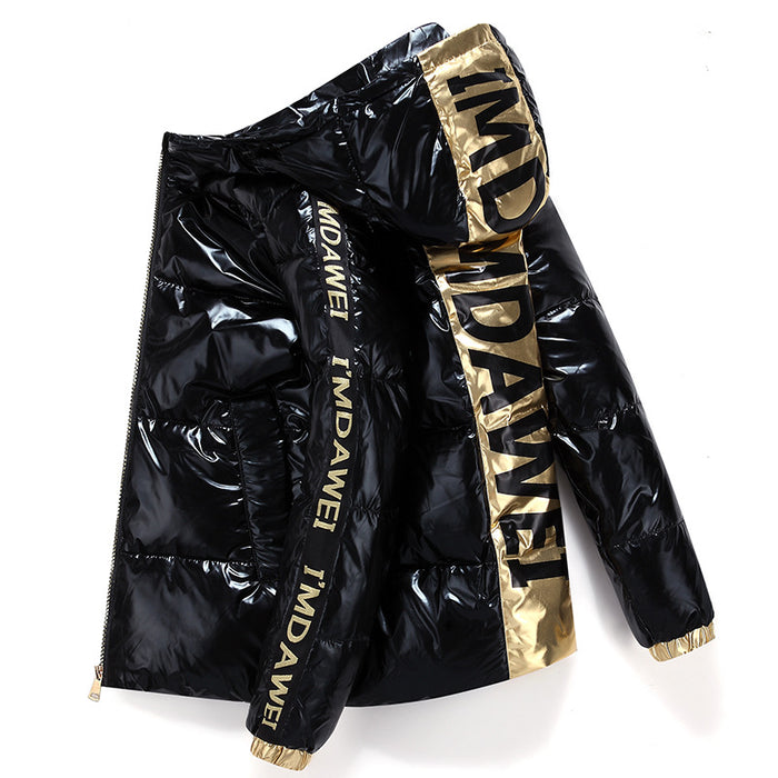 Doudoune brillante pour homme, nouvelle doudoune épaisse et ample à capuche