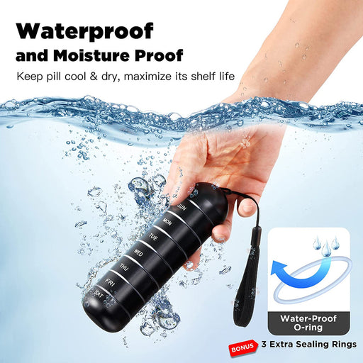 Pilulier métallique hebdomadaire étanche, grand format, en alliage d'aluminium, pour les voyages. Organisateur de médicaments pour 7 jours.