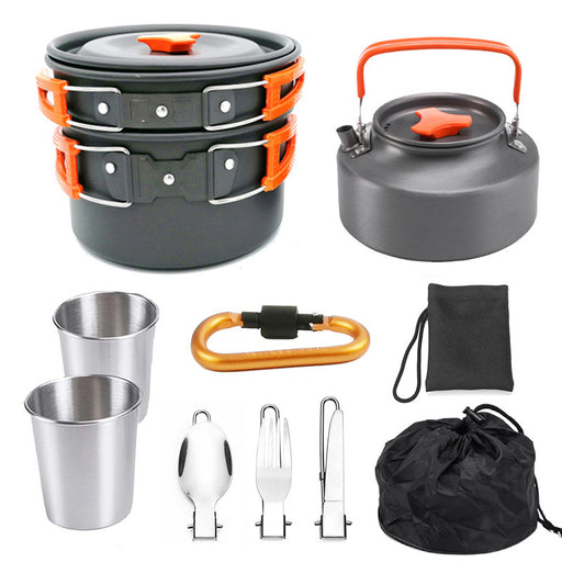 Batterie de cuisine portable d'extérieur, kit de cuisine pour le camping, la randonnée et les pique-niques