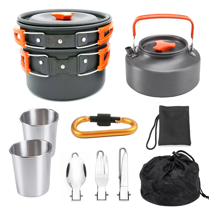 Batterie de cuisine portable d'extérieur, kit de cuisine pour le camping, la randonnée et les pique-niques