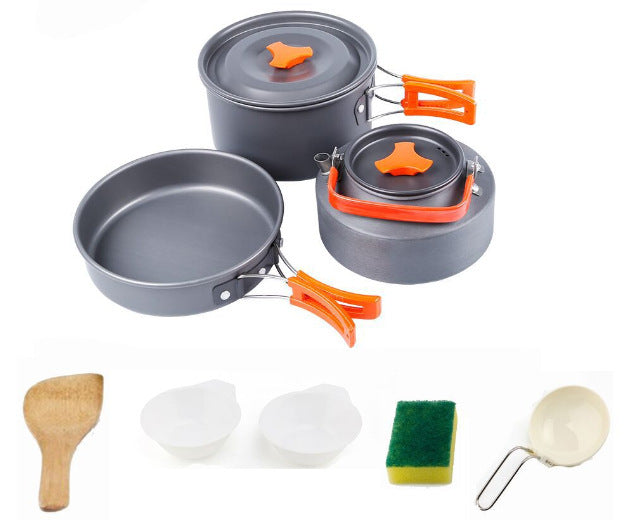 Batterie de cuisine portable d'extérieur, kit de cuisine pour le camping, la randonnée et les pique-niques