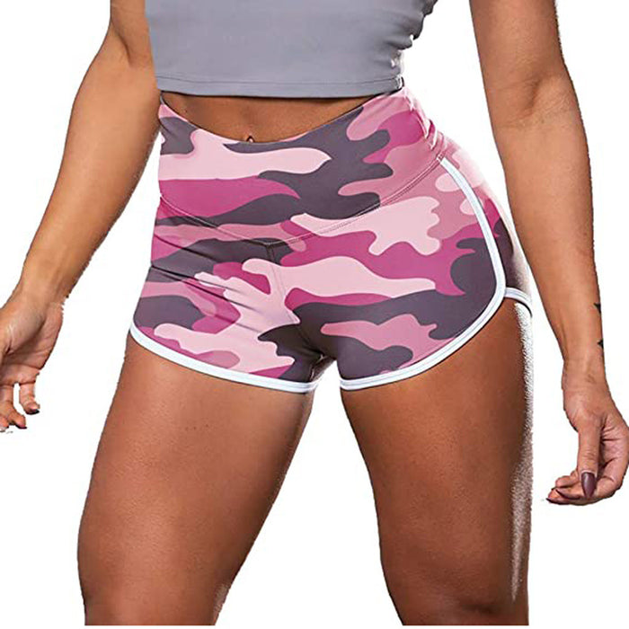 Short de sport décontracté pour femme, imprimé camouflage tie-dye, taille haute