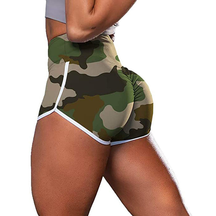 Short de sport décontracté pour femme, imprimé camouflage tie-dye, taille haute