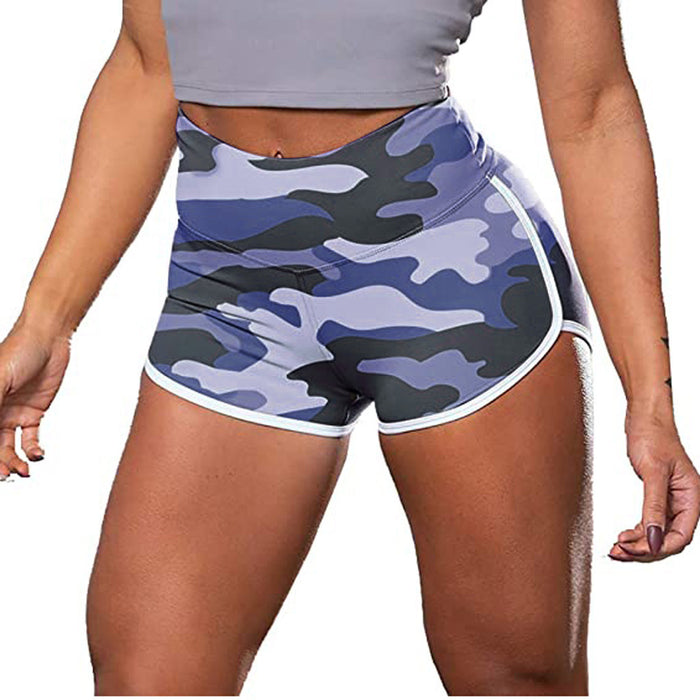 Short de sport décontracté pour femme, imprimé camouflage tie-dye, taille haute